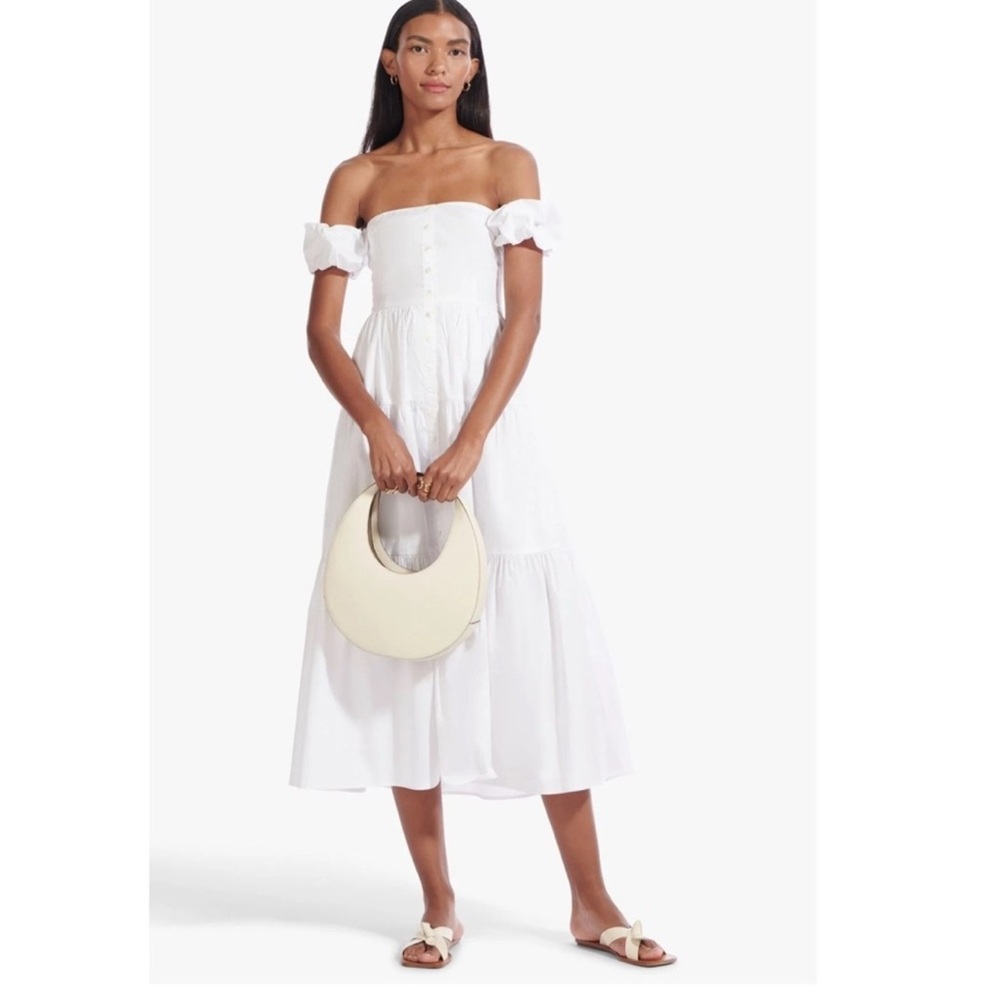 NWT STAUD Elio White Midi Dress Size 12/L